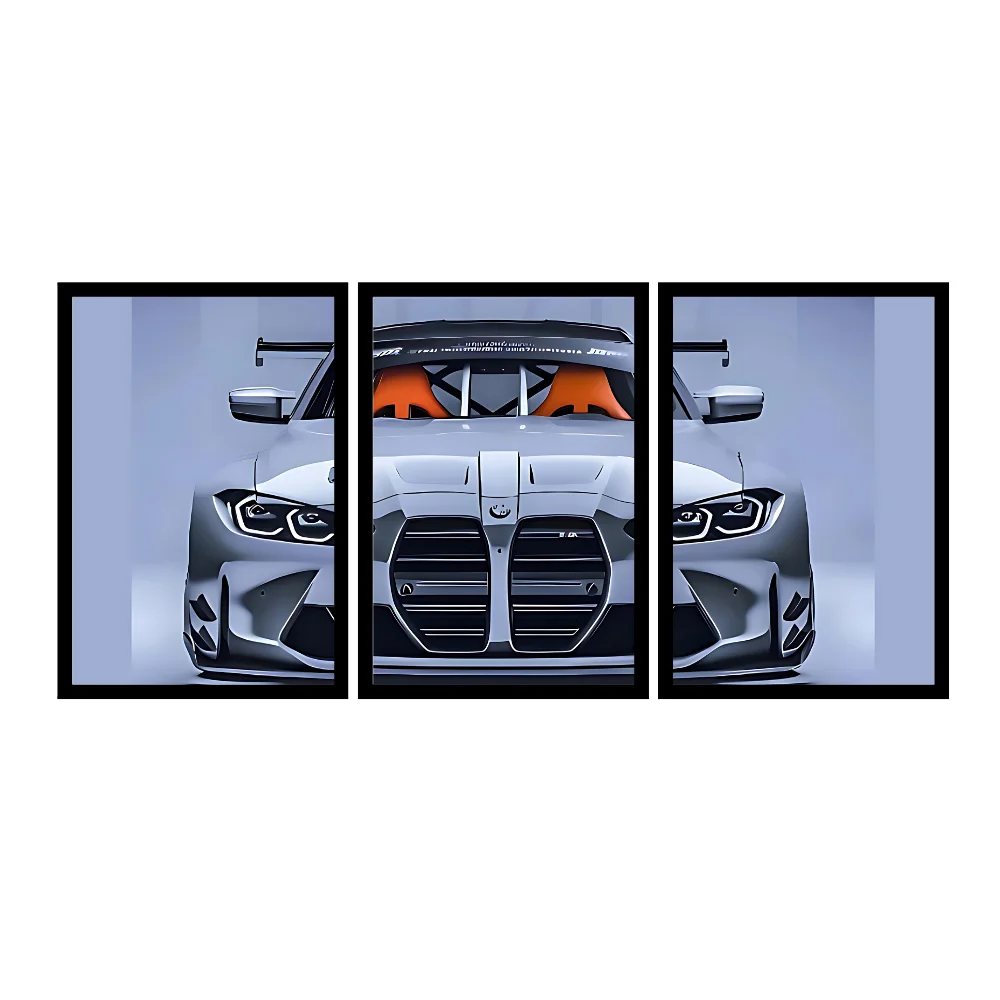 Djane Studio Car Wall Frame | Living Room Car Wall Frame | Gaming Room Decor | Pack of 3 | Size 18x12 Inch